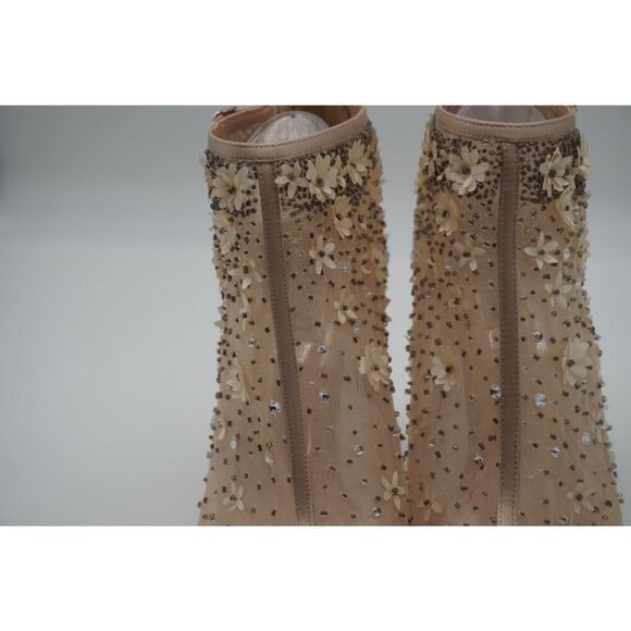 BADGLEY MISCHKA Mesh Flowers/Clear Stones/Open Peep-Toe Stiletto Pumps Size 10, - Picture 8 of 10